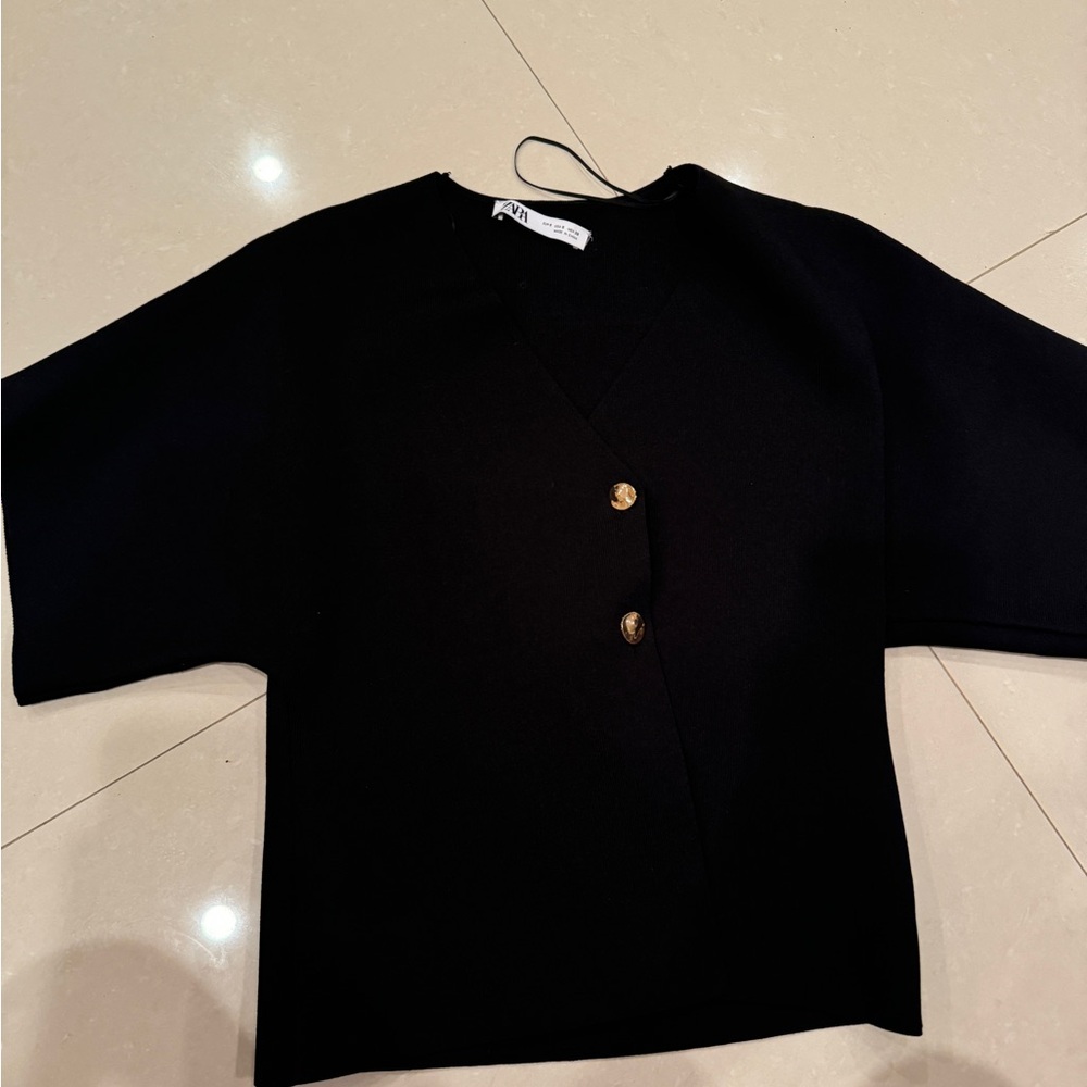 Zara Black Top with Gold Buttons